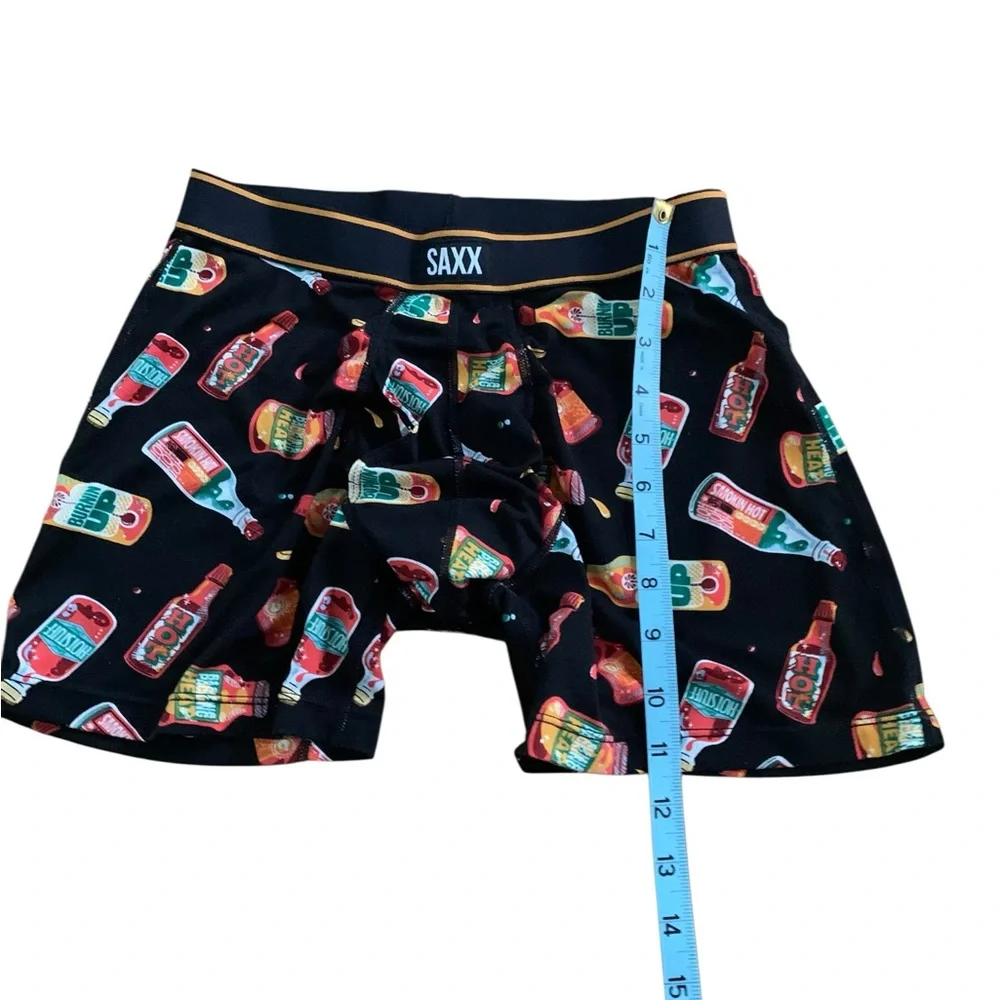 Saxx Black Boxer Briefs 🌶️ Colorful Hot Sauce Print – Size Small – NWOT